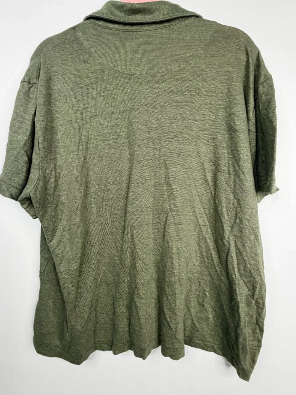 Banana Republic Linen Polo Relaxed Medium Green Heather XL #A3115